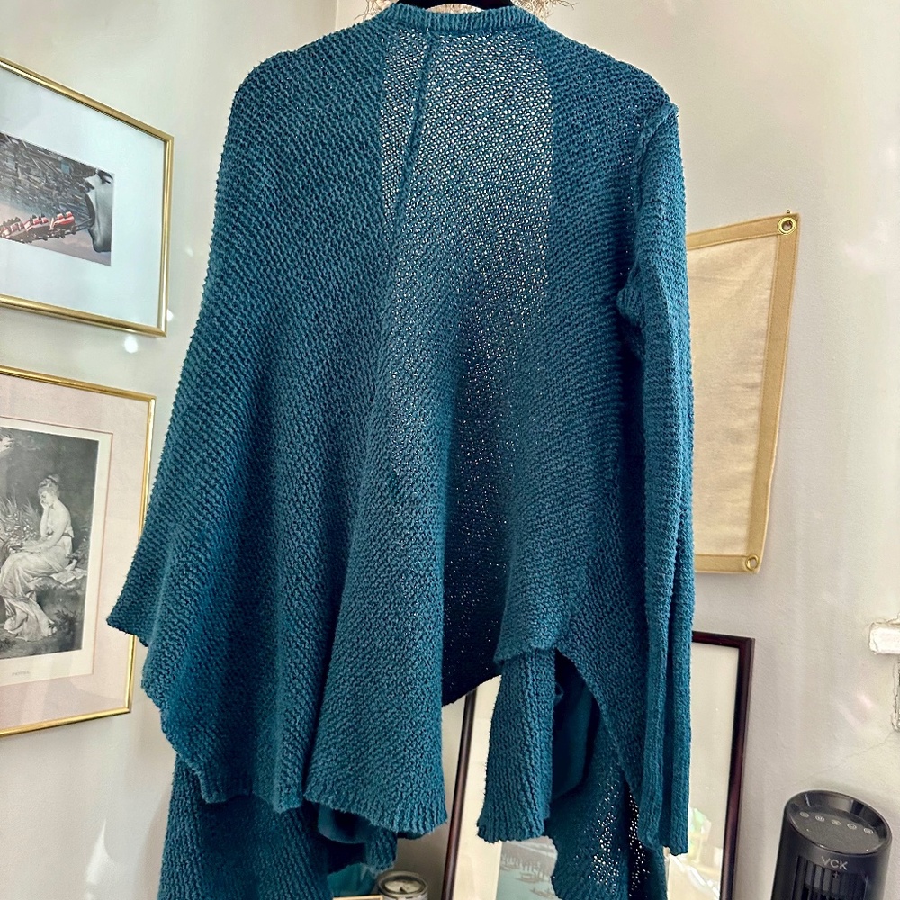 Free People Navy Shark Bite Knit Cardigan - Size S - Picture 4 of 10
